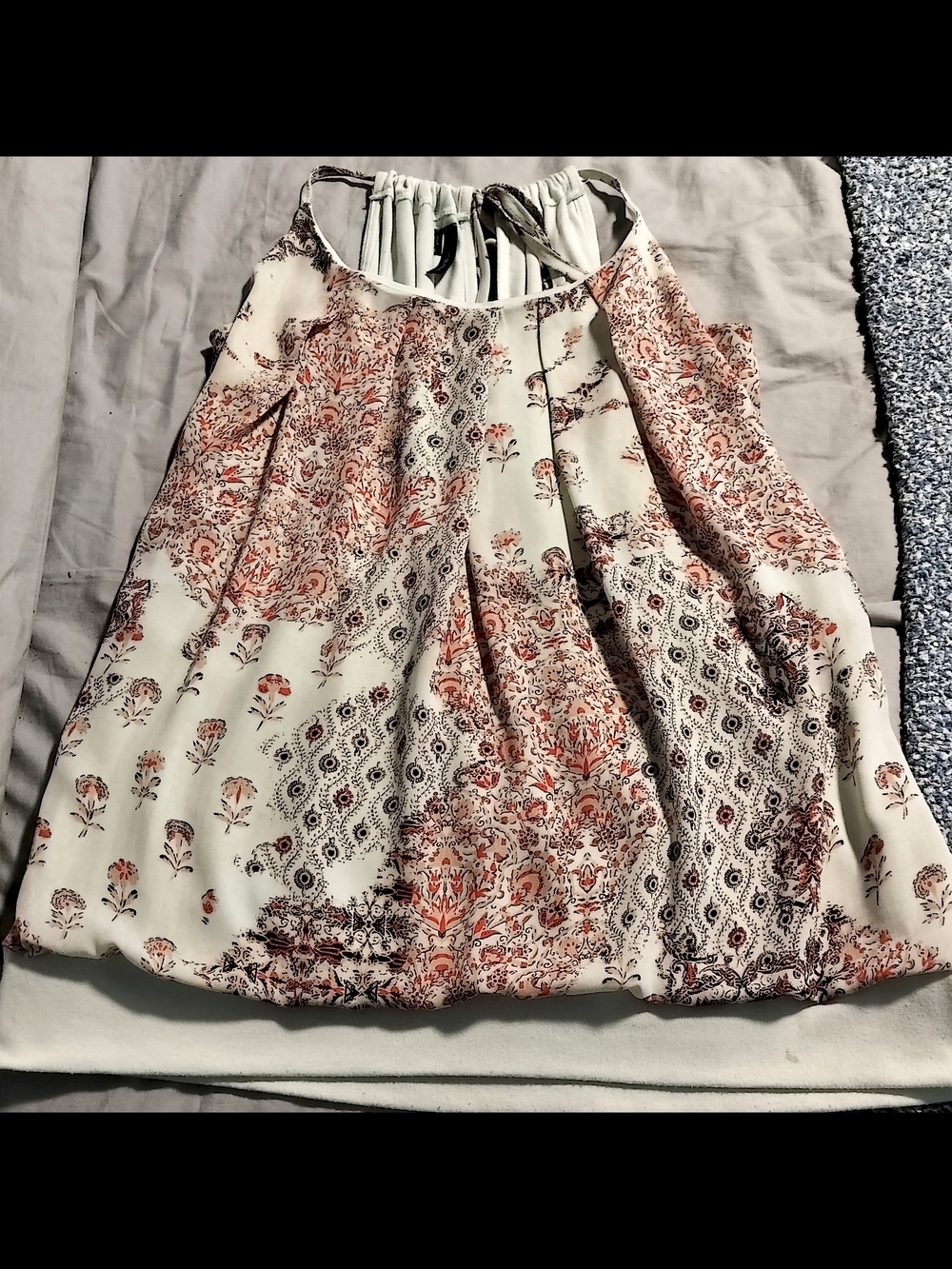 Maurices Boho Floral Cream and Rust Halter Tank Top